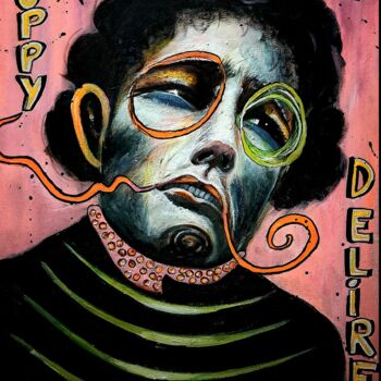 Painting titled "" Poppy" by Edwige Manon (edman), Original Artwork, Acrylic Mounted on Wood Stretcher frame
