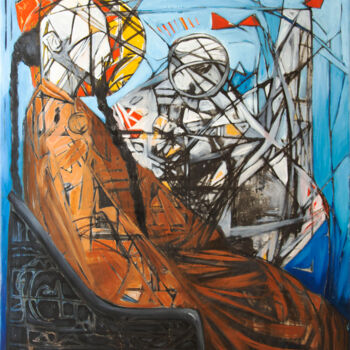 Pittura intitolato "Portrait of time" da Eiad Oraby, Opera d'arte originale, Olio Montato su Telaio per barella in legno