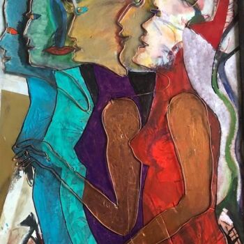 Sculpture intitulée "visages entremêlés" par Étienne Dupé, Œuvre d'art originale, Acrylique Monté sur Châssis en bois