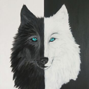 Peinture intitulée "Wolf" par Lyubov Yugina, Œuvre d'art originale, Acrylique