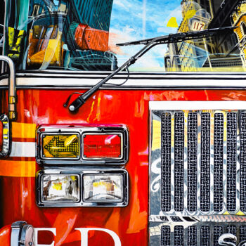 Painting titled "New York #64" by Sócrates Rízquez, Original Artwork, Enamel Mounted on Aluminium