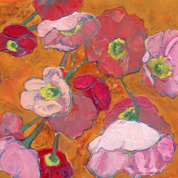 Pittura intitolato "Dancing Poppies On…" da Denise Souza Finney, Opera d'arte originale, Acrilico