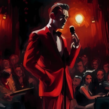 Картина под названием "Singer of a jazz cl…" - Ievgeniia Bidiuk, Подлинное произведение искусства, Акрил