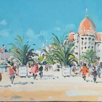 Painting titled "Le Negresco à Nice" by Philippe Euger, Original Artwork, Oil