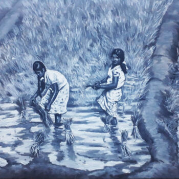 Pintura titulada "Harvesting Season" por Nilantha Vidanarachchi, Obra de arte original, Acrílico Montado en Bastidor de cami…