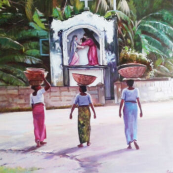 Peinture intitulée "Carrying Weight of…" par Nilantha Vidanarachchi, Œuvre d'art originale, Acrylique Monté sur Châssis en b…