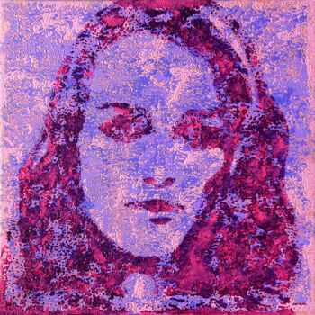 Peinture intitulée "Portrait femme rose…" par Sophie Artinian, Œuvre d'art originale, Huile Monté sur Châssis en bois