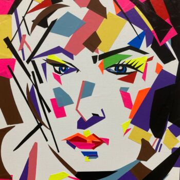 Collages intitulée "Karatéka" par Hélène Jacob, Œuvre d'art originale, Ruban adhésif Monté sur Châssis en bois