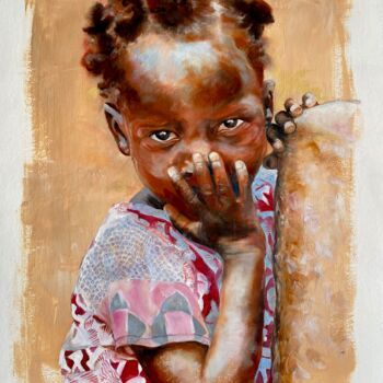 Peinture intitulée "Petite fille au seu…" par Christian Lartaud (Christian Gavots), Œuvre d'art originale, Huile