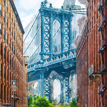 Arts numériques intitulée "Brooklyn Bridge" par Jacek Dudziński, Œuvre d'art originale, Peinture numérique