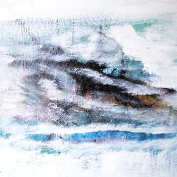 Peinture intitulée "La rivière enneigée" par Guillaume Defins, Œuvre d'art originale, Acrylique Monté sur Châssis en bois