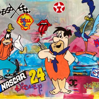Malerei mit dem Titel "Cartoon race" von Rinalds Vanadzins, Original-Kunstwerk, Acryl