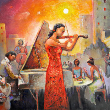 Ζωγραφική με τίτλο "Moon sonata (80x60c…" από Serkhach, Αυθεντικά έργα τέχνης, Λάδι Τοποθετήθηκε στο Ξύλινο φορείο σκελετό