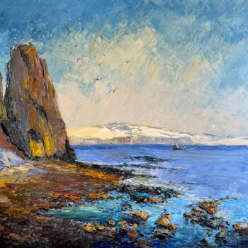 Pintura titulada "Low tide on the Pac…" por Evgeniya Polyudova, Obra de arte original, Oleo