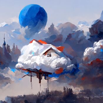 Digital Arts με τίτλο "云深不知处 No.1/Deep Ins…" από Hary, Αυθεντικά έργα τέχνης, Ψηφιακή εκτύπωση Τοποθετήθηκε στο Ξύλινο φορεί…