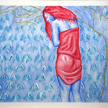 Painting titled "HER & THE NATURE" by Victor Tampei, Original Artwork, Watercolor