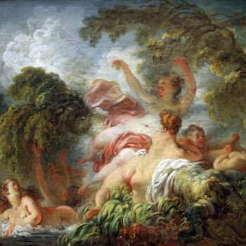 Peinture intitulée "Les baigneurs" par Jean-Honoré Fragonard, Œuvre d'art originale, Huile