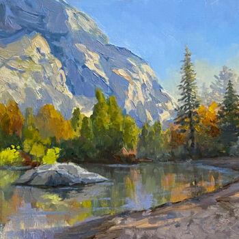 Painting titled "Fall Season At Yose…" by Tatyana Fogarty, Original Artwork, Oil Mounted on Aluminium