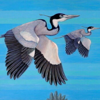 Painting titled "Czaple dwie" by Bohdan Wincenty Łoboda, Original Artwork, Acrylic