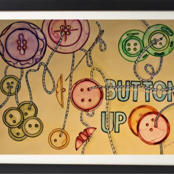 Painting titled "Button Up" by Terry Cornelius, Original Artwork, Watercolor