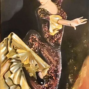 Malerei mit dem Titel "Danse près du feu" von Brigitte Jorda Juan, Original-Kunstwerk, Acryl Auf Keilrahmen aus Holz montiert