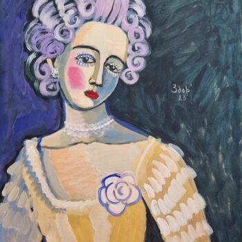 Schilderij getiteld "Girl with a brooch" door Liuba Zdor, Origineel Kunstwerk, Acryl