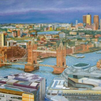 Schilderij getiteld "London, April, 2017" door Juri Semjonov, Origineel Kunstwerk, Olie Gemonteerd op Frame voor houten bran…