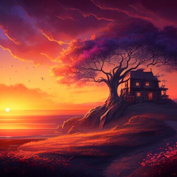 Arte digitale intitolato "Sunrise #2" da Kenny Landis, Opera d'arte originale, Immagine generata dall'IA