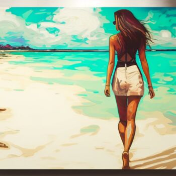 Arte digitale intitolato "Young Woman is Walk…" da Kenny Landis, Opera d'arte originale, Immagine generata dall'IA