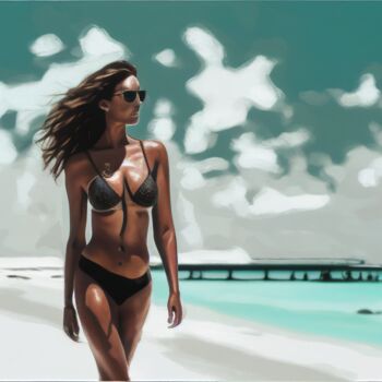 数字艺术 标题为“Woman walks at the…” 由Kenny Landis, 原创艺术品, AI生成的图像