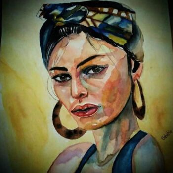 Malerei mit dem Titel "A Curious Woman" von Oriental Empyrean - The Art Gallery, Original-Kunstwerk, Aquarell