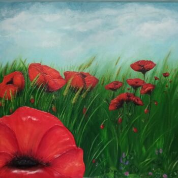 Peinture intitulée "Poppy" par Clauzan, Œuvre d'art originale, Acrylique Monté sur Châssis en bois