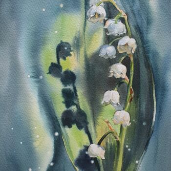 Schilderij getiteld "Calmness" door Natasha Sokolnikova, Origineel Kunstwerk, Aquarel Gemonteerd op Karton