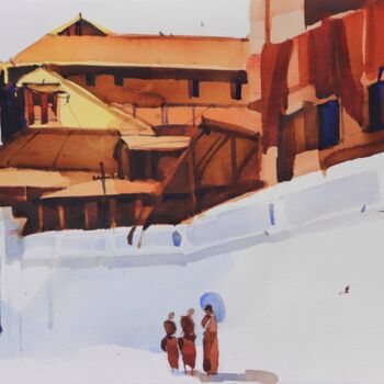 제목이 "Burmese summer"인 미술작품 Prashant Prabhu로, 원작, 수채화