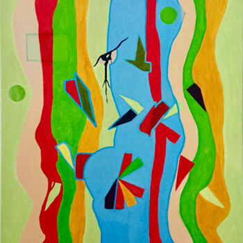 Peinture intitulée "L'africaine" par Georges Lievre, Œuvre d'art originale, Acrylique