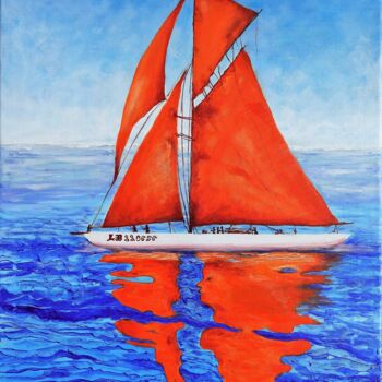 Peinture intitulée "Aventure en voilier…" par Annaïg Le Bihan, Œuvre d'art originale, Huile Monté sur Châssis en bois