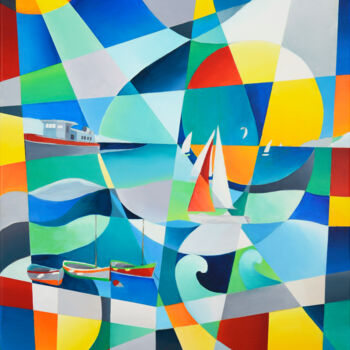 Peinture intitulée "vue du quai" par Isabelle Guillet Bouloc (ZiB), Œuvre d'art originale, Acrylique Monté sur Châssis en bo…