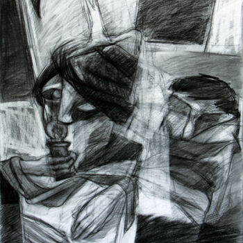 Tekening getiteld "clear night" door Abbas Timareh, Origineel Kunstwerk, Conté