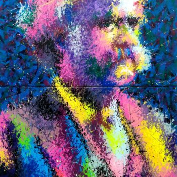 Painting titled "Mark Twain" by Anatolii Rabkov, Original Artwork, Acrylic Mounted on Wood Stretcher frame