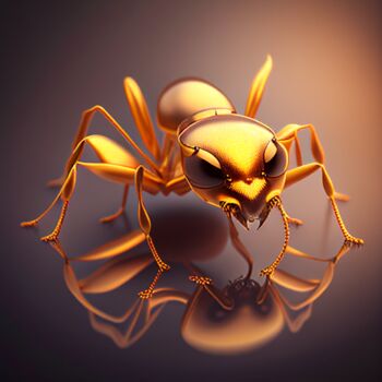 Digital Arts με τίτλο "Golden Ant on Glass" από Kenny Landis, Αυθεντικά έργα τέχνης, Εικόνα που δημιουργήθηκε με AI