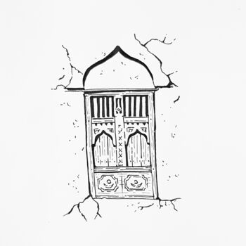 Desenho intitulada "Moroccan window at…" por Ekaterina Andreeva, Obras de arte originais, Marcador