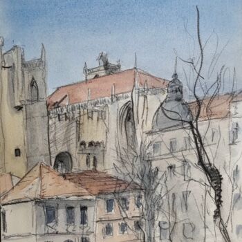 Ζωγραφική με τίτλο "La cathédrale Saint…" από Pierre Milosavljevic, Αυθεντικά έργα τέχνης, Ακουαρέλα