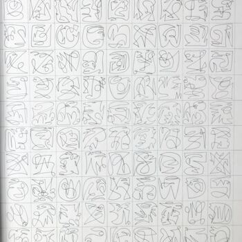 Drawing titled "Matrice2" by Nathalie Herbulot, Original Artwork, Marker Mounted on Cardboard