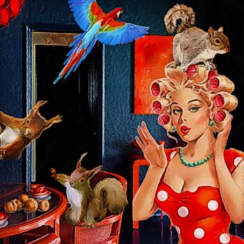 Malerei mit dem Titel "Bad hair day" von Lucy Klimenko, Original-Kunstwerk, Öl