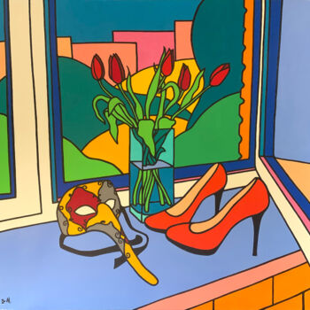 绘画 标题为“Still life with a v…” 由Mykhalchuk Vadym, 原创艺术品, 油 安装在木质担架架上