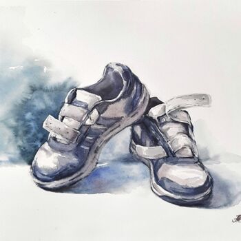 Картина под названием "Favorite sneakers w…" - Anna Hnatiuk, Подлинное произведение искусства, Акварель