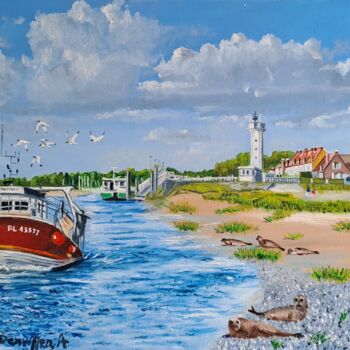 Painting titled "LA POINTE DU HOURDEL" by Alain Dervillez, Original Artwork, Oil