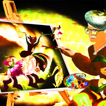 Painting titled "ATTRAVERSO UN FIORE…" by Ermanno Ricci, Original Artwork, Digital Painting