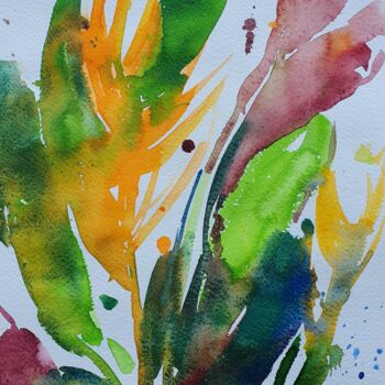 Pittura intitolato "Tropical fantasy -…" da Dina Aseeva, Opera d'arte originale, Acquarello