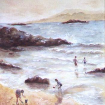 Peinture intitulée "jeux de plage" par Géraldine Streichert, Œuvre d'art originale, Huile
